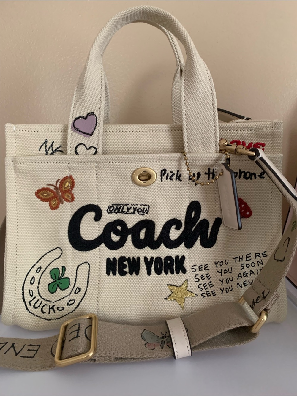 COACH Cargo Tote 26 Sketch Print White CAM73 New - Picture 2 of 6